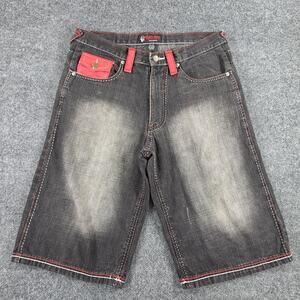Red Ape Men's Shorts Size 32 Black Red Contrast Stitch Baggy Hip Hop Y2K